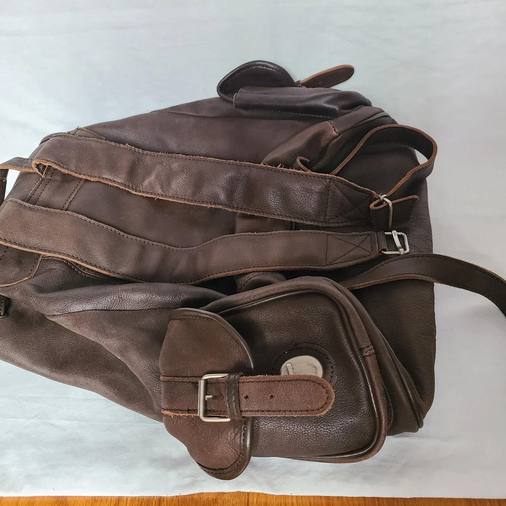 Vintage Brown Leather Backpack 90's